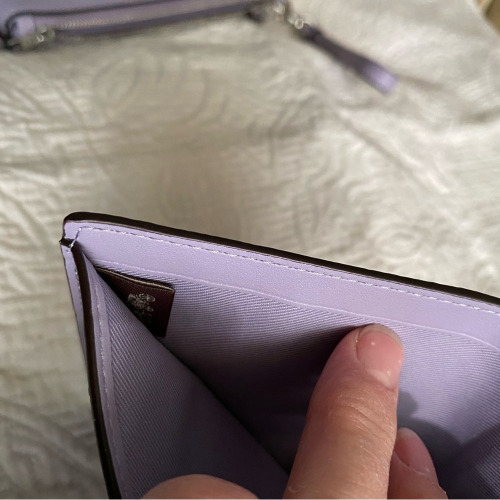 NWOT Coach Wristlet Zip Clutch & Mini Wallet Set Iris Purple/Silver - Picture 11 of 11